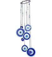 YU FENG Blue Evil Eye Wind Chimes 19" Hanging Decoration Ornament Metal for Home Garden Decoratio...