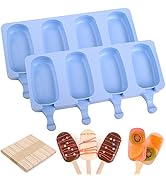 WMKGG Popsicle Silicone Molds Set, 2 PCS Ice Cream Molds with 50 Wooden Sticks for Cake Pop, Ice ...