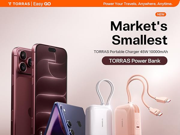 portable charger power bank fast charging built-in cable travel essential trip for iPhone samsung