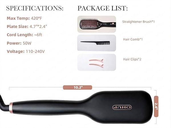 comb style hair straightener brush
