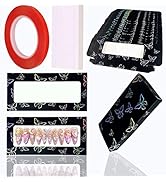 35 Pcs Empty Press on Nails Packaging Box Set 35 Pcs White Background Papers and 1 Double Sided T...