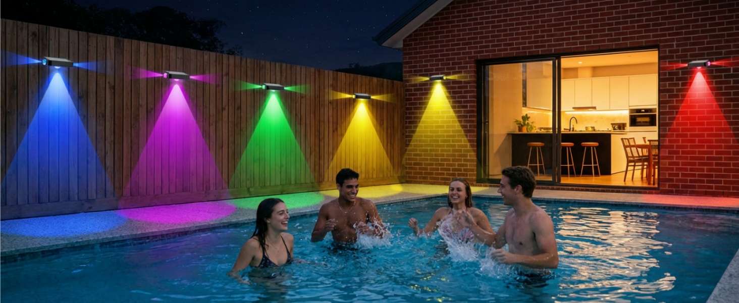 Solar Fence Lights Outdoor Waterproof
