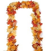 SITUMEIZI 2 Pack Fall Garland Outdoor 6.5Ft Maple Leaves Fall Leaf Garlands for Autumn Fireplace ...