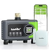 RAINPOINT WiFi Sprinkler Timer 4 Zone, Outdoor Smart Water Timer for Garden Hose with Brass Inlet...