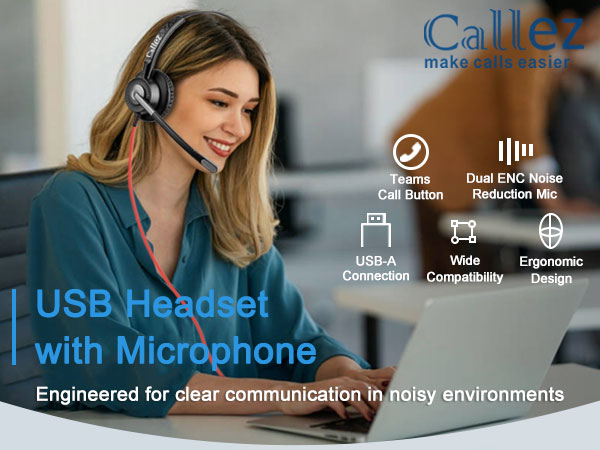 USB headset with microphone for PC