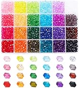 PH PandaHall 2880pcs 6mm Crystal Beads Bicone Bracelet Beads Faceted Acrylic Beads 24 Colors Rain...