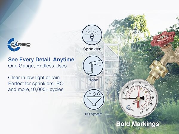 RO units, hydraulic systems, 10,000+ cycles, brass connector, rust-free, 0-200 PSI, indoor.