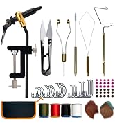 FREE FISHER Fly Tying Kit Material Tools Kit Bobbin Fly Hooks Scissors Fly Beads Threader Needle ...
