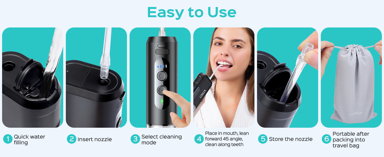 Water Flosser, Water Dental Flosser Pick for Teeth: COSLUS Mini Portable Travel Floss Picks