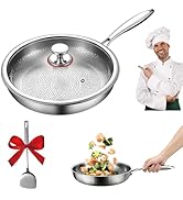 SuperRC Pure Titanium Pan 26cm Titanium Hammered Pattern Fry Pans for Cooking, Scratch-Resistant ...