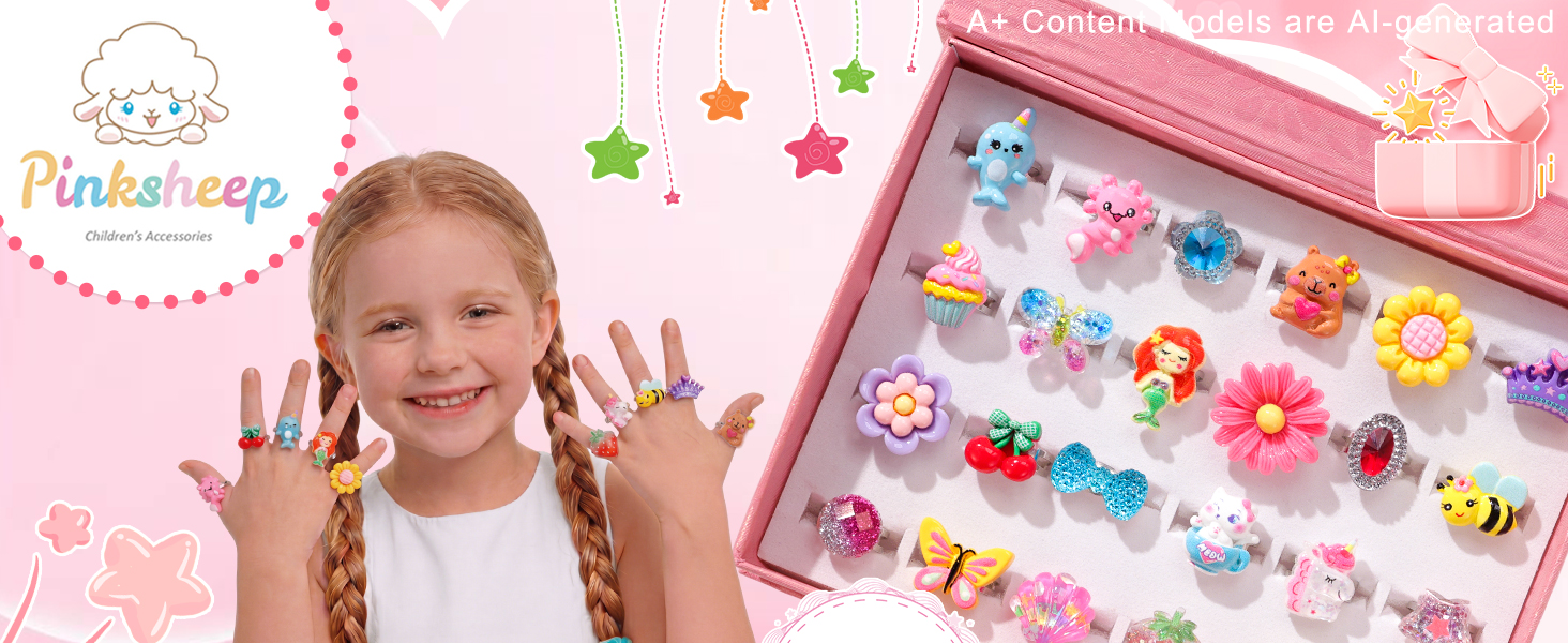 Pinksheep girls rings