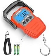 HEETA Fish Scale with Backlit LCD Display, Up to 110lb/50kg Digital Portable Hanging Fish Weight ...
