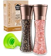 HOME EC Original Copper Salt and Pepper Grinder Set - Adjustable Copper Salt Grinder &amp; Gold Peppe...