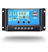 10A PWM Solar Charge Controller 12V/24V Intelligent Regulator Auto Paremeter Adjustable LCD Displ...