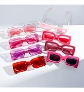Pibupibu 8 Pack Ombre Pink Rectangle Sunglasses for Women Bulk, Retro Small/Chunky Rectangle Glas...