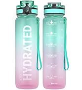 Sahara Sailor Water Bottle, 32/25/17oz Durable and Leakproof Water Bottles Motivational with Time...