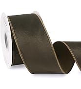 Ribbli Moss Green Velvet Wired Ribbon with Dupioni 2.5 Inch Christmas Ribbon for Gift Wrapping Ch...