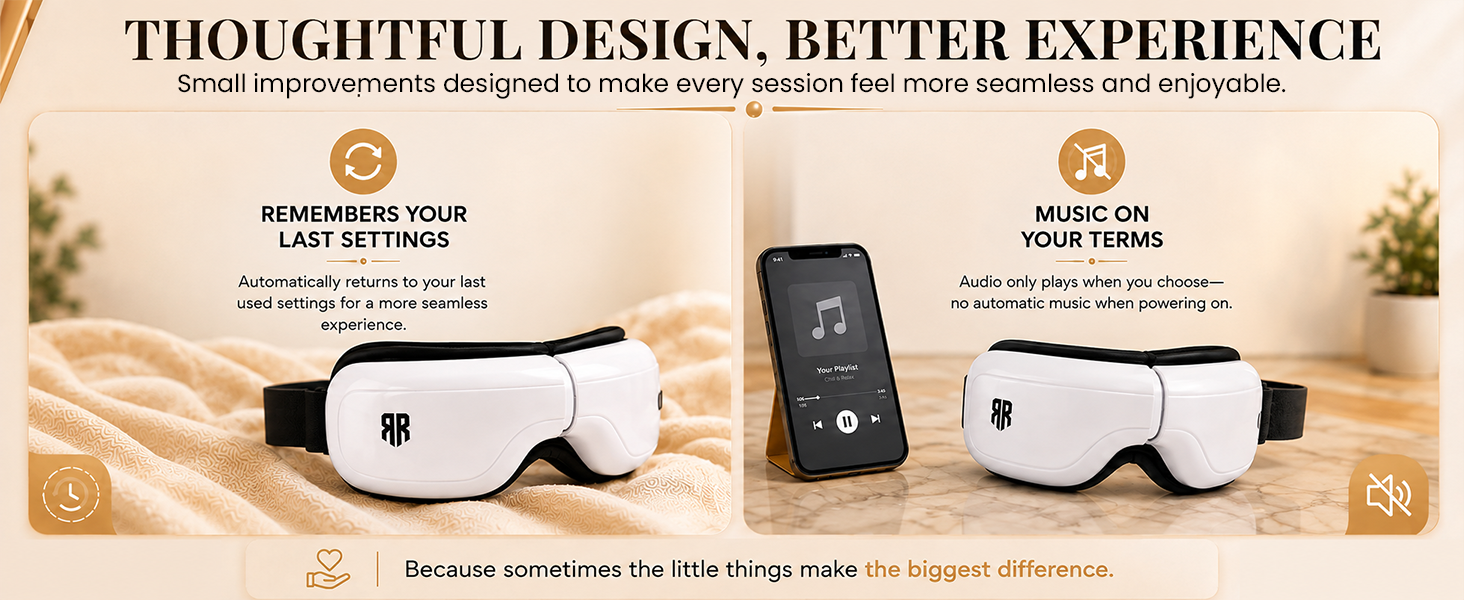 Relief Rebel eye massager with memory settings and manual Bluetooth audio controls