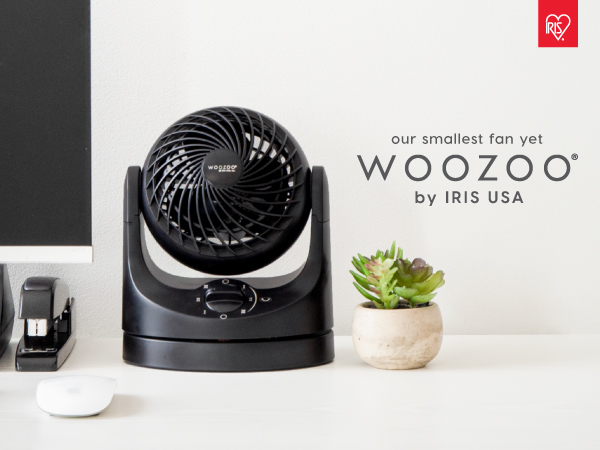 small fan, mini fan, desktop fan, desk fan, table fan, tabletop fan, black fan, woozoo iris usa
