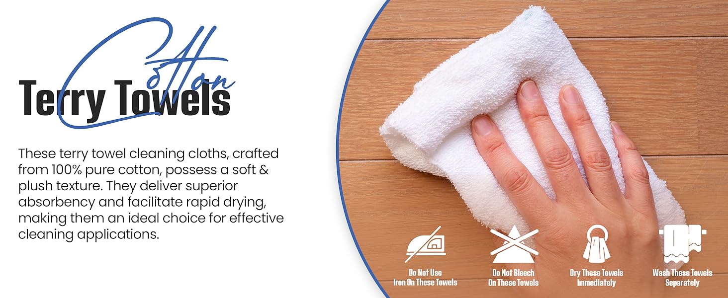 100% cotton terry towels cleaning cloths reusable cleaning cloth lint free multipurpose cleanings