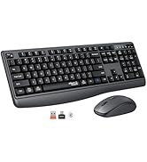 Wireless Keyboard and Mouse Combo, 2.4G/Bluetooth Silent Full-Size Cordless Keyboard Mouse Combo,...