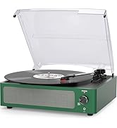 Vinyl Record Player with Speakers &amp; Wireless Receiver Turntable for Vinyl Records 3 Speed 3 Size ...