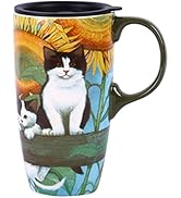 Topadorn Coffee Ceramic Mug 17oz Porcelain Latte Tea Cup With Lid, Perfect for Coffee and Tea, Ho...