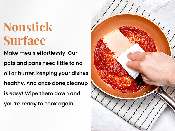 Copper Pots and Pans Set Nonstick Cookware Set, Pot and Pan Set, Kitchen Cookware Sets, Ceramic