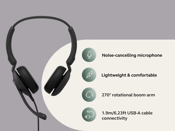Noise-cancelling microphone headset Microsoft Teams headset USB-A headset 