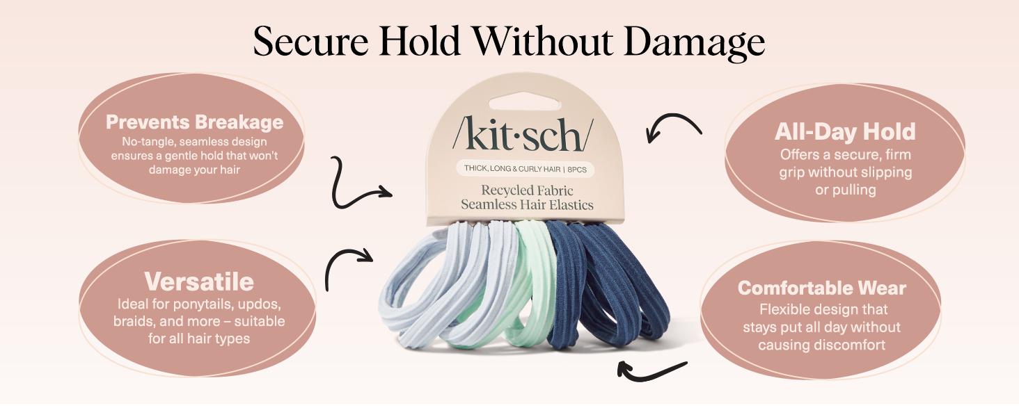Kitsch Hair Ties No Damage Strong, Stretchy Hair Bands Soft Nylon Ponytail Holders - Garden Bouque