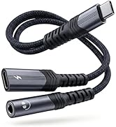 Lakeronelove USB C to 3.5mm Headphone and Charger Adapter,2 in-1 USB C PD 3.0 Charging Port to Au...