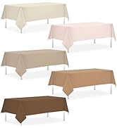 54 x 108 Inch Boho Tablecloths-5Pcs Gradient Brown Neutral Disposable Plastic Table Covers for Ba...