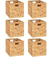 M4DECOR 10.5 x 10.5in Wicker Storage Baskets for Shelves, Water Hyacinth Storage Baskets, Woven B...