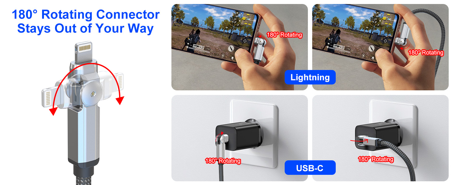 usbc to lightning charging cable right angle