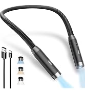 LED Neck Reading Light, 3-Color &amp; 3-Brightness Adjustable Bendable Neck Light, USB Rechargeable B...