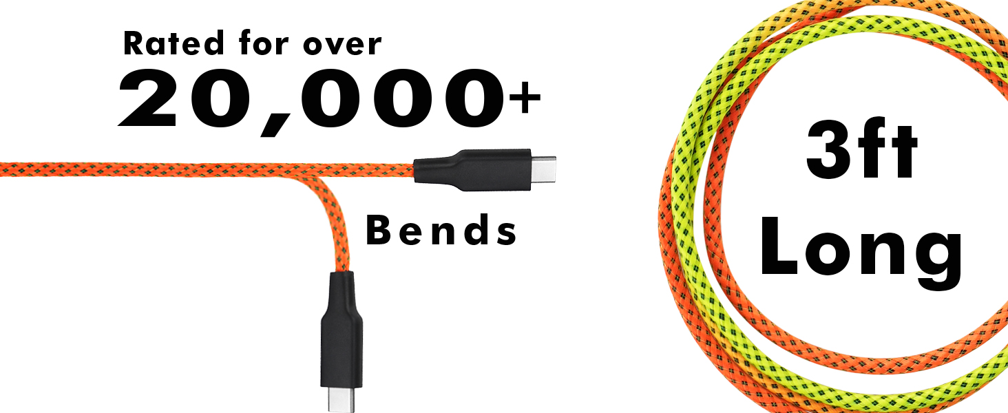 Rated for over 20,000+ Bends 3ft Long