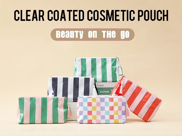 striped makeup pouch