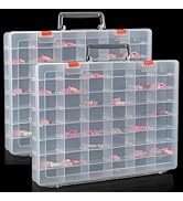 Udefineit 2 Pack Large 48 Grids Clear Plastic Organizer Boxes with Adjustable Dividers, Jewlery S...