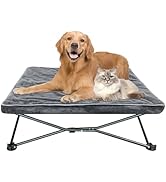 unp Elevated Cooling Dog Bed for Large Dogs - Foldable Dog Cot with Washable Plush Cover - 36 x 3...