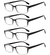 Kerecsen 4 Pack Reading Glasses for Women/Men Spring Hinges Readers Glasses Lightweight Eyeglasses
