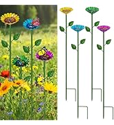 Tiaforza 4 Pcs Metal Bee Watering Station for Garden - Height-Adjustable Bee &amp; Butterfly Feeder w...
