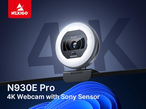 A 4K webcam mounted on top of a computer monitor.