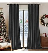 Joydeco Pinch Pleated Velvet Curtains 84 Inch Long 2 Panel Set for Living Room Bedroom, Back Tab ...