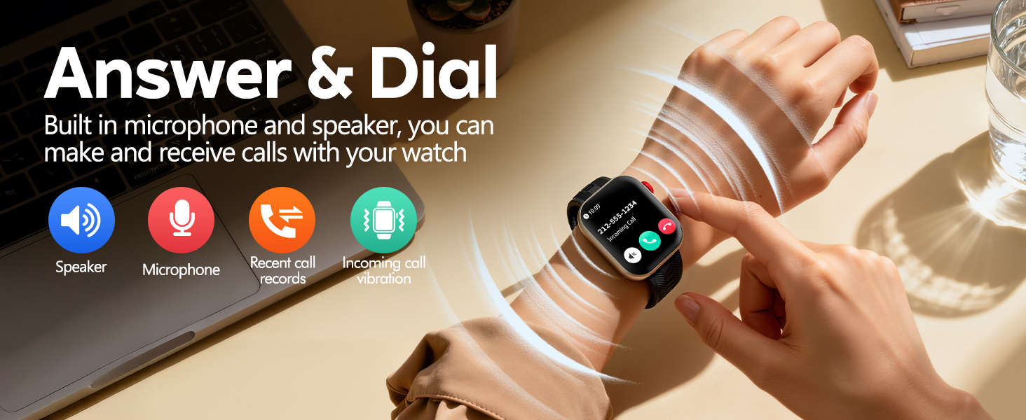 Answer &amp;amp; Dial Built in microphone and speaker, you can make and receive calls with your watch
