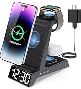 ANJANK 4 in 1 Wireless Charging Station Alarm Clock, Charging Dock for Apple Devices, Charger Sta...
