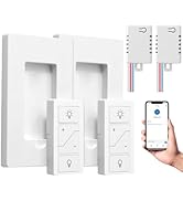 Wireless Dimmer Switch, 2 Remote Light Switch and 2 Receiver kit, Work with Alexa Voice Control, ...