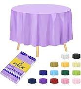 Hereisa Brand Round Lavender Plastic 84" Disposable Tablecloth (3 Pack), Party &amp; Event Decorative...