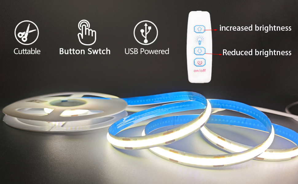 3 key cob light strip