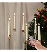 Eywamage Short Ivory Flameless Taper Candles with Remote, Flickering Battery LED Wax Candlesticks...