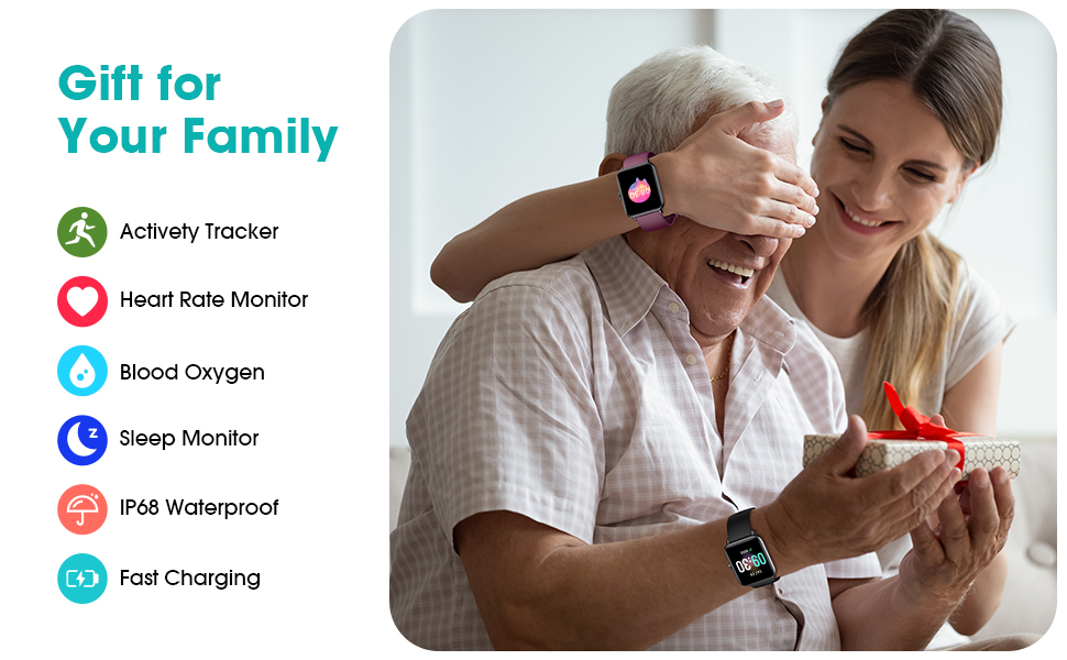 Pedometer Watch -Gift for Your Family.Activety Tracker,Heart Rate Monitor,Blood Oxygen,Sleep Monitor